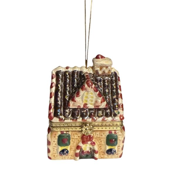 Mr. Christmas Hinged Gingerbread House Trinket Music Box Ornament Works Great - Picture 2 of 10